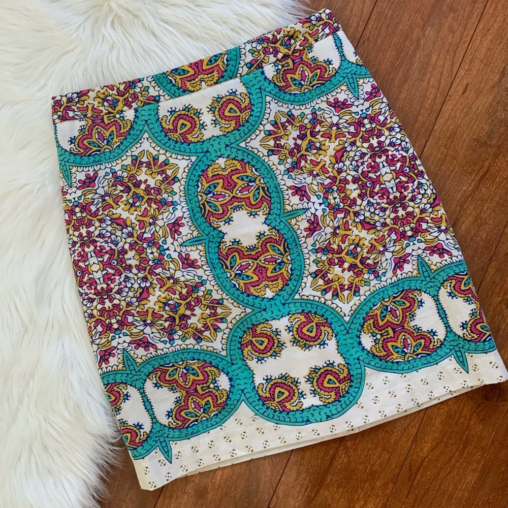 Lucy & Laurel Linen Blend Print Skirt-Size 2